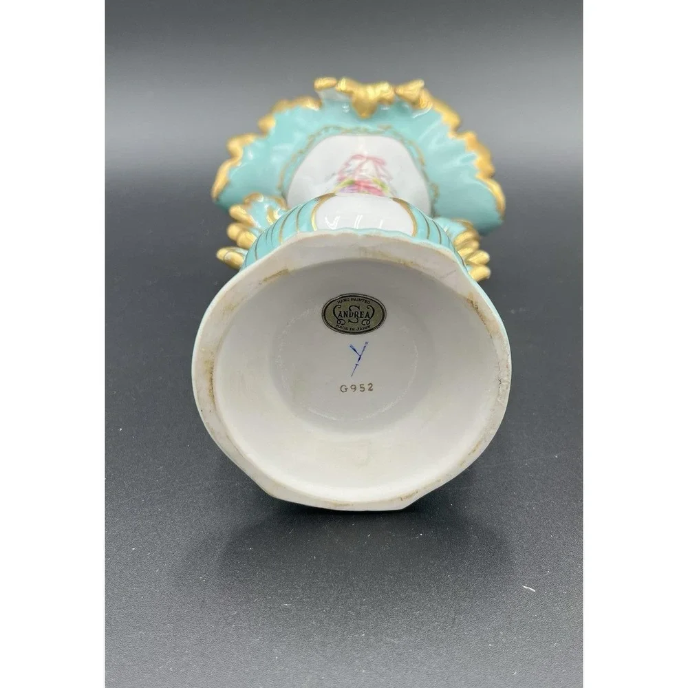 Antique Gilded Ruffled Edge Andrea by Sadek Handpainted Made in Japan Vase G952